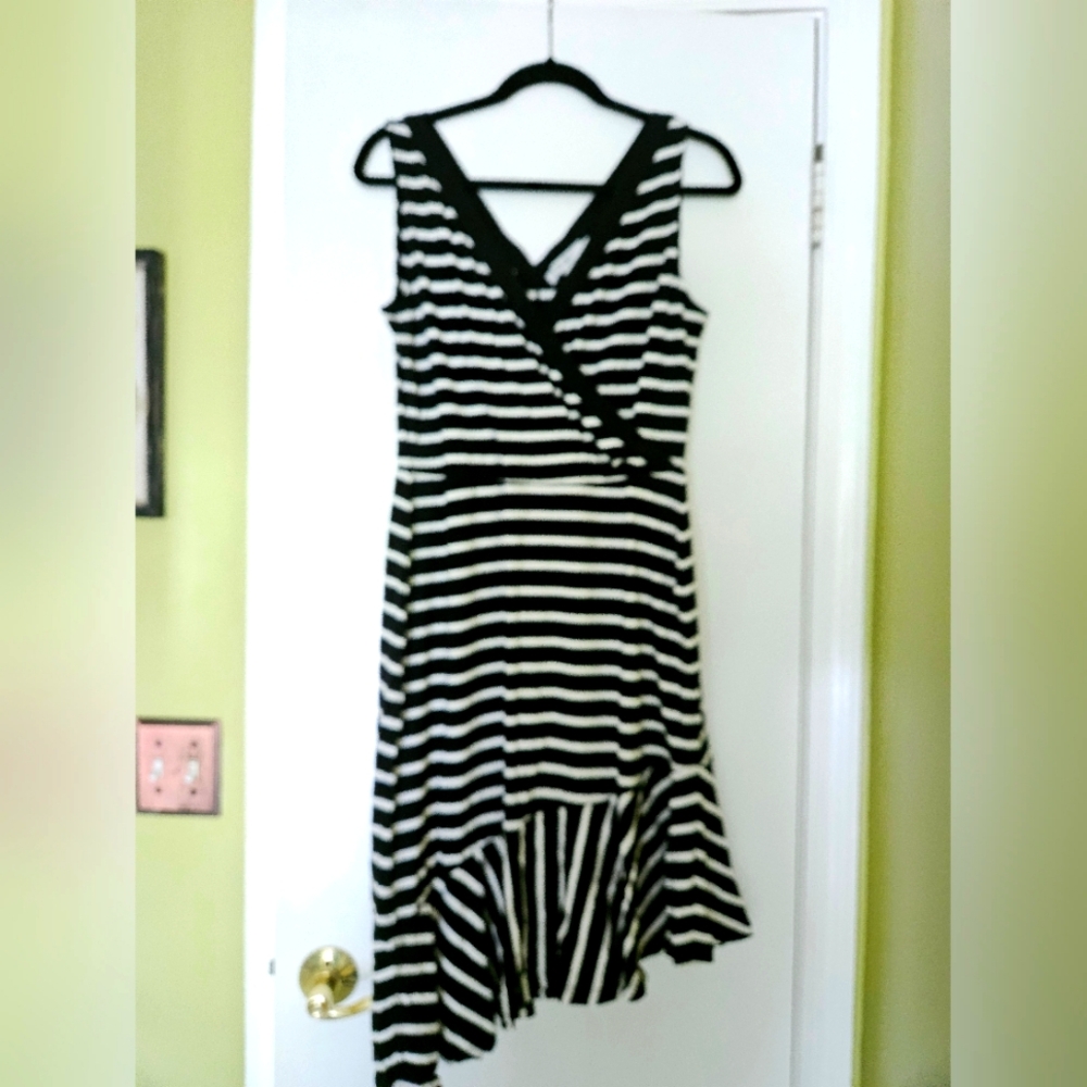 WHBM White House Black Market Black and White Striped Dress NWT